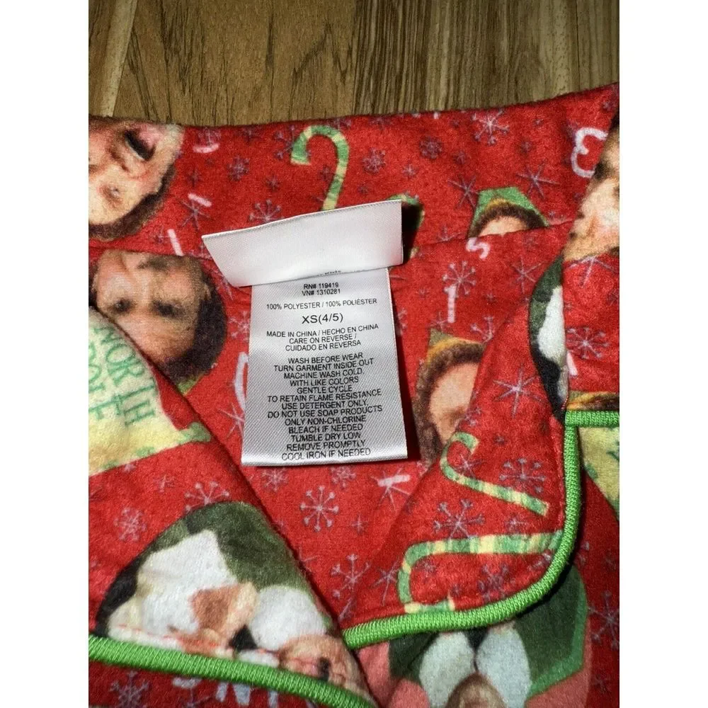 Elf the Movie Girls Christmas Kids Pajama PJ Buddy Sz XS 4/5 4‎ 5
